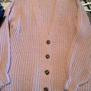 Soft Knit Button-Front Cardigan Sweater - Pink